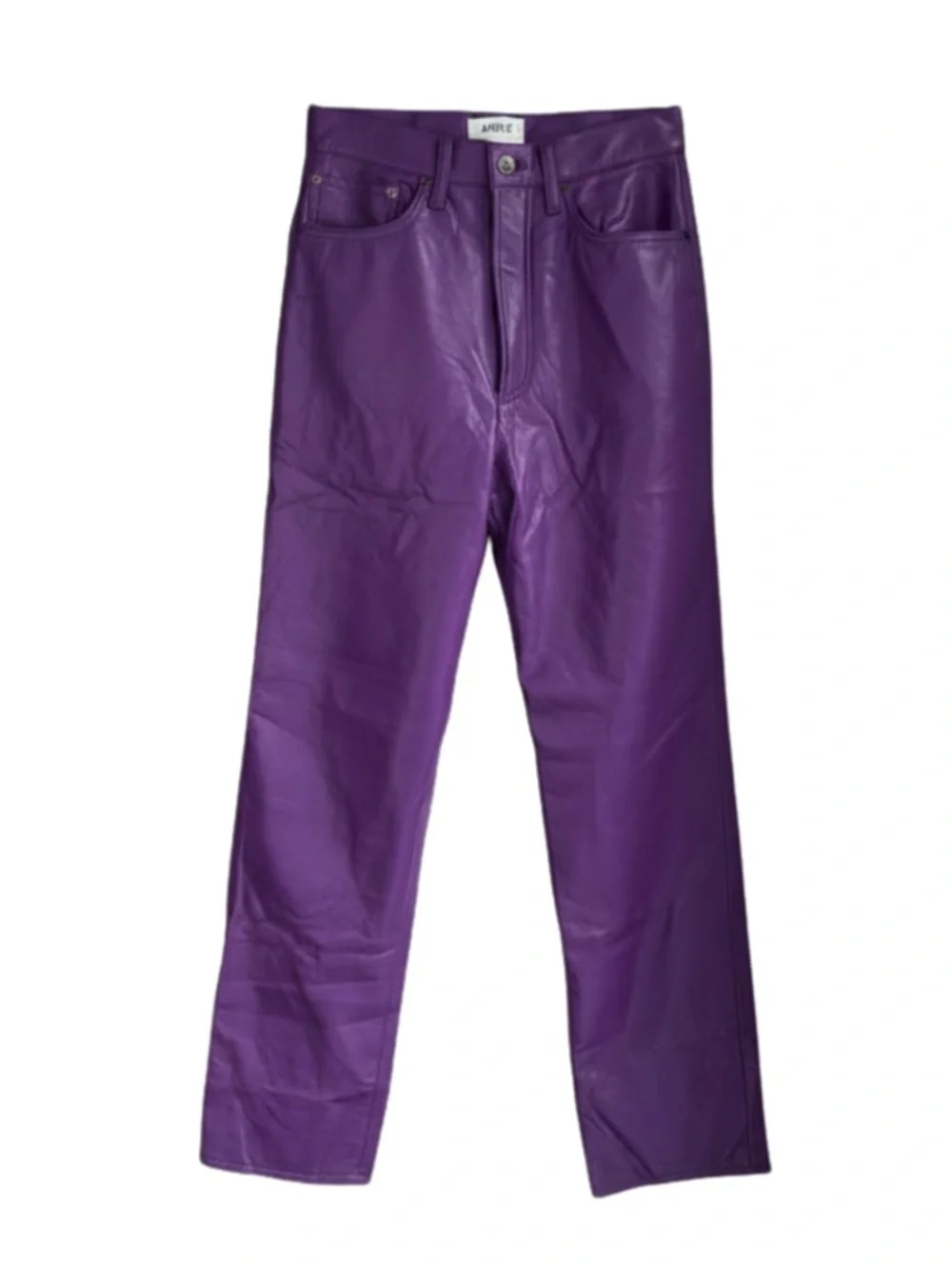 Agolde Purple Recycled Leather Straight-Leg Pants